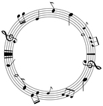 Imagen de unas notas musicales en círculo